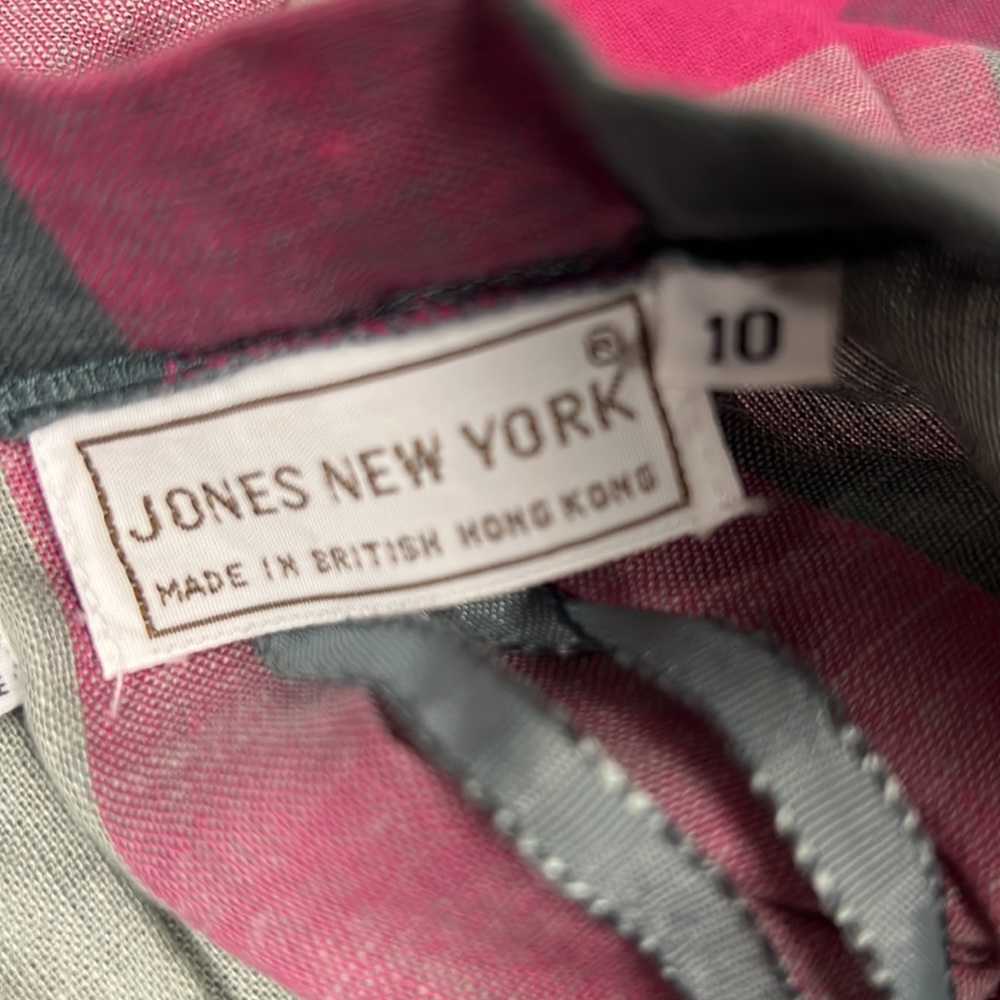 Vintage Jones New York Cotton Blend Pink Green Plaid Skirt SZ 10 - Picture 5 of 9